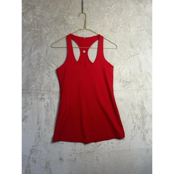 Lululemon Womens Cool Racerback Tank Top Red Athletic Yoga Slim Fit - Picture 1 of 4